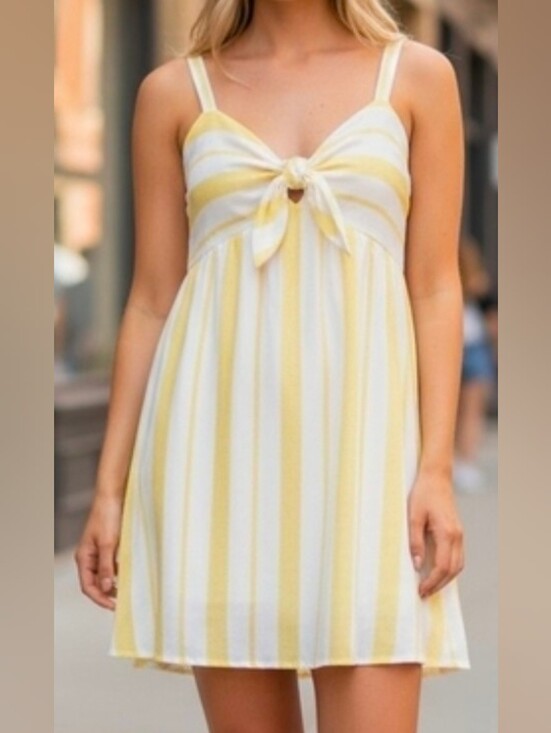 Maurices Dresses & Skirts - Maurices Summer Sundress - Yellow and White Striped Tie Front Woman Size Med.